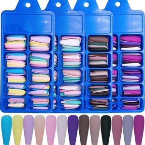 400pc Matte coffin ballerina press on nail color nail tip